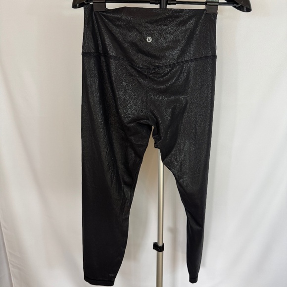 Lululemon Align High Rise Pant 25" Shine Radiate Foil Black Leggings Size 12 - Picture 4 of 5